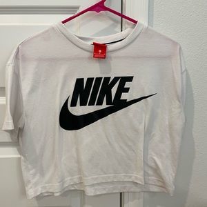 white nike crop top